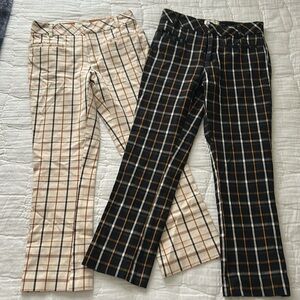 ANTHROPOLOGIE The Essential Slim Kick Flare Plaid Crop Pants Size 0 (2 pairs)